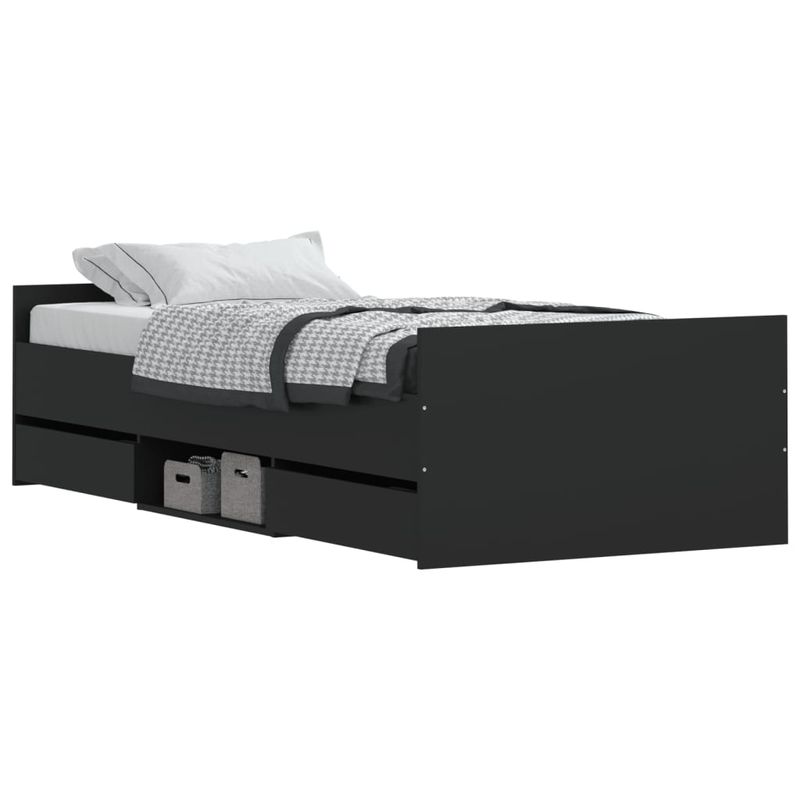 Casa si Gradina - Mobilier - Paturi si accesorii - Paturi - Cadru de pat cu tablie de cap si picioare, negru, 100x200 cm - Infinity.ro
