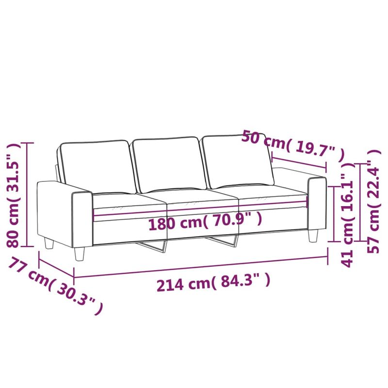 Casa si Gradina - Mobilier - Canapele si coltare - Canapele - Canapea cu 3 locuri, gri inchis, 180 cm, material textil - Infinity.ro