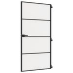 Casa si Gradina - Constructii - Usi interior, exterior si garaj - Usi garaj - Usa interior negru 102,5x201,5 cm sticla securiz./aluminiu slim, negru și mat, model 3 bare orizontale - Infinity.ro