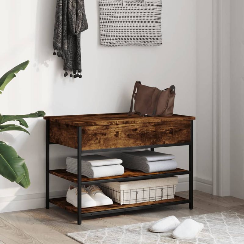 Casa si Gradina - Mobilier - Organizare si depozitare - Bancute - Banca de pantofi, stejar fumuriu, 70x42,5x50 cm, lemn prelucrat - Infinity.ro