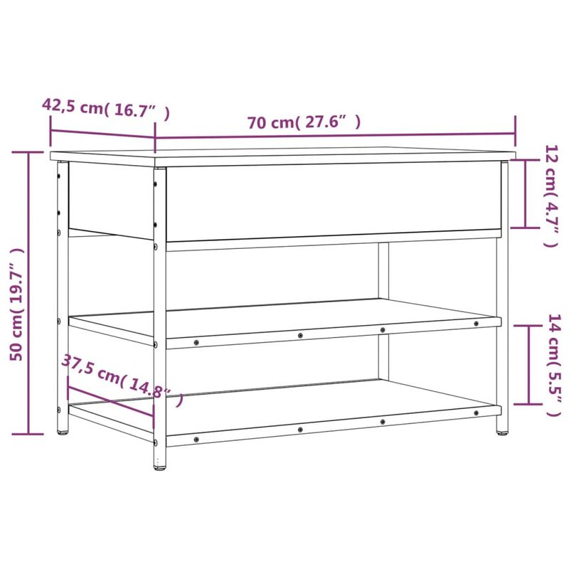 Casa si Gradina - Mobilier - Organizare si depozitare - Bancute - Banca de pantofi, stejar fumuriu, 70x42,5x50 cm, lemn prelucrat - Infinity.ro