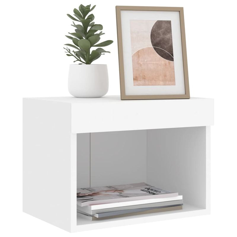 Casa si Gradina - Mobilier - Comode si corpuri - Comode - Noptiera cu lumini LED montata pe perete, alb - Infinity.ro