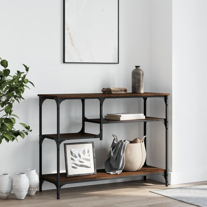 Casa si Gradina - Mobilier - Comode si corpuri - Console - Masuta consola cu rafturi, stejar maro, 100x35x75 cm - Infinity.ro