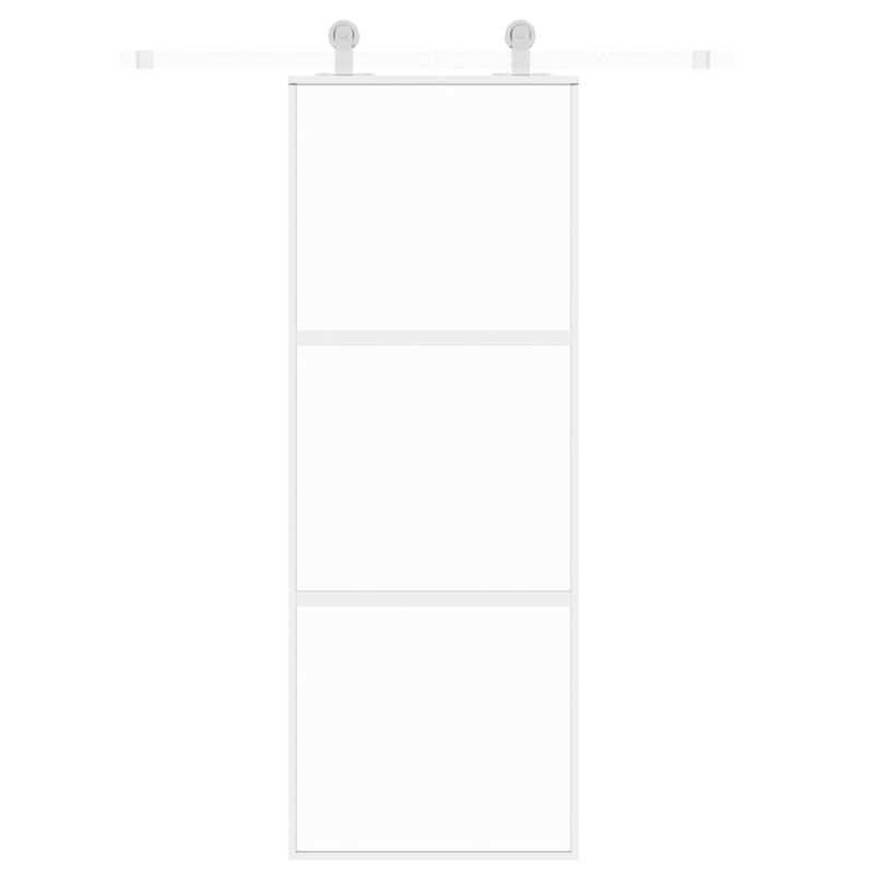 Casa si Gradina - Constructii - Usi interior, exterior si garaj - Usi garaj - Usa glisanta, alb, 76x205 cm, sticla securizata/aluminiu, model 2 bare orizontale - Infinity.ro