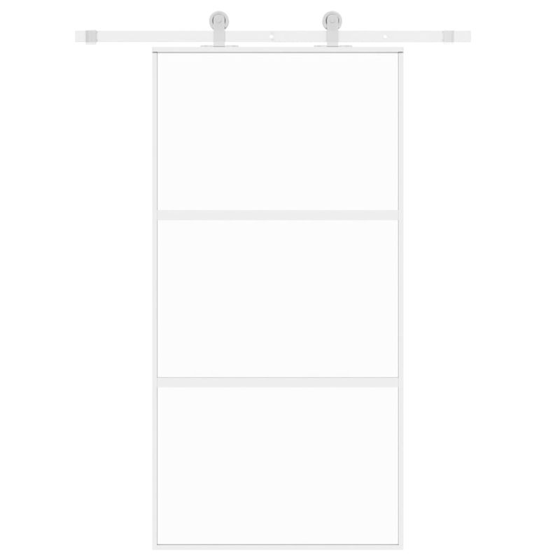 Casa si Gradina - Constructii - Usi interior, exterior si garaj - Usi garaj - Usa glisanta, alb, 102,5x205 cm, sticla securizata/aluminiu, model 2 bare orizontale - Infinity.ro