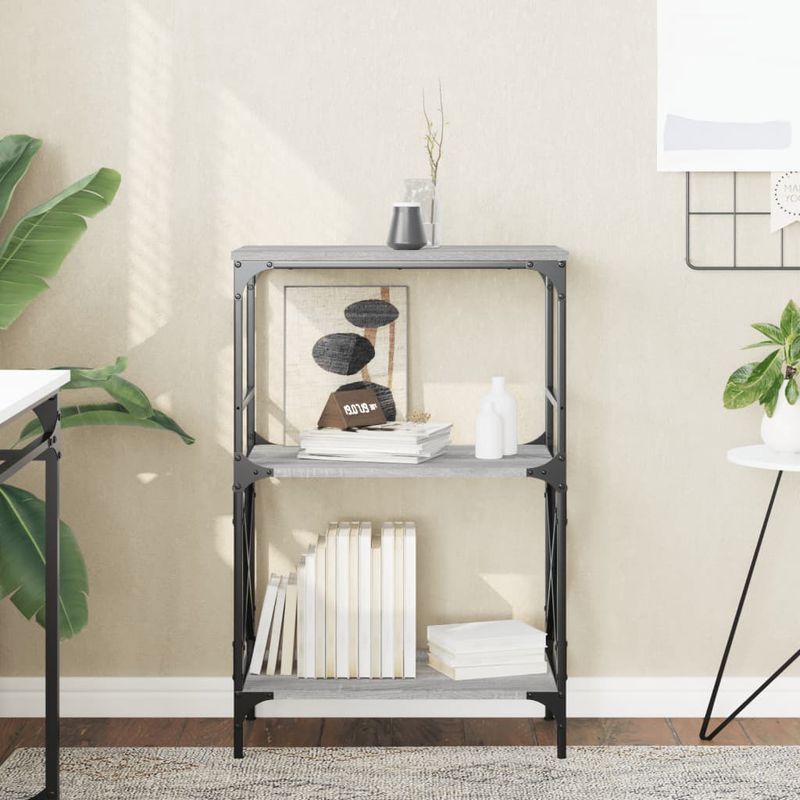 Casa si Gradina - Mobilier - Biblioteci si rafturi - Biblioteci - Biblioteca 3 niveluri gri sonoma 59x35x90,5 cm, lemn prelucrat - Infinity.ro