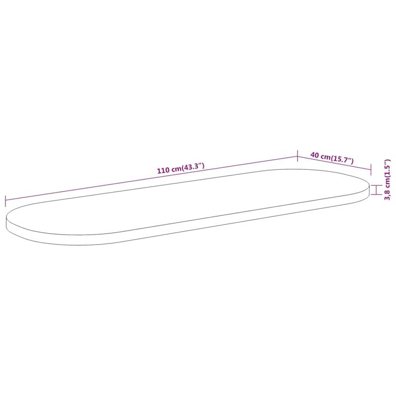 Casa si Gradina - Mobilier - Feronerie si accesorii mobila - Blat de masa oval, 110x40x3,8 cm, lemn masiv de acacia - Infinity.ro