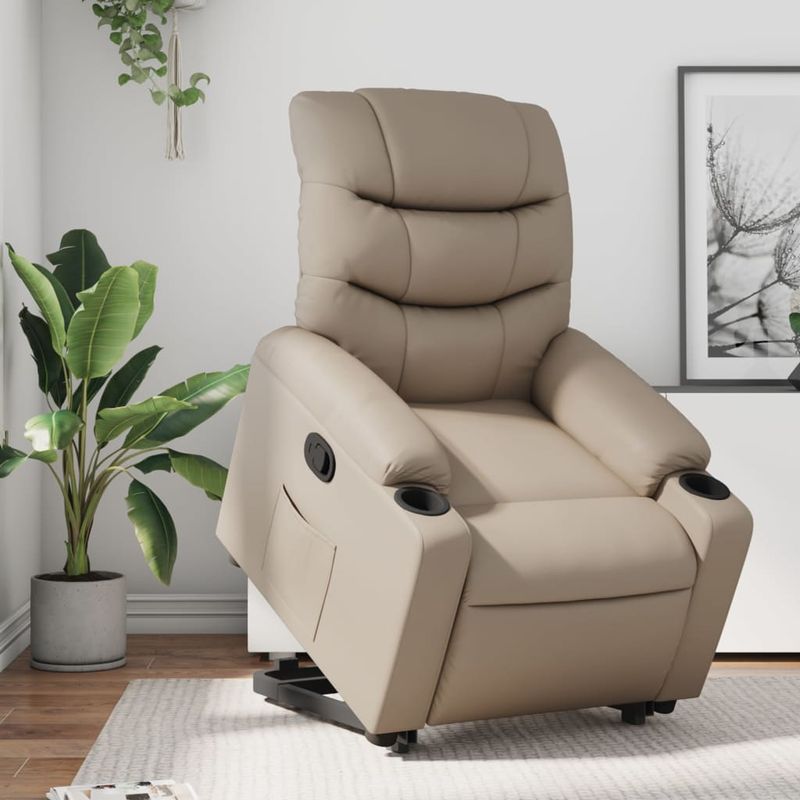 Casa si Gradina - Mobilier - Scaune si fotolii - Fotolii - Fotoliu rabatabil cu ridicare, cappuccino, piele ecologica - Infinity.ro