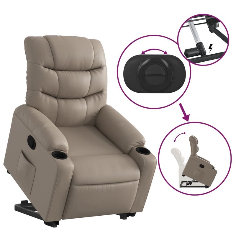 Casa si Gradina - Mobilier - Scaune si fotolii - Fotolii - Fotoliu rabatabil cu ridicare, cappuccino, piele ecologica - Infinity.ro