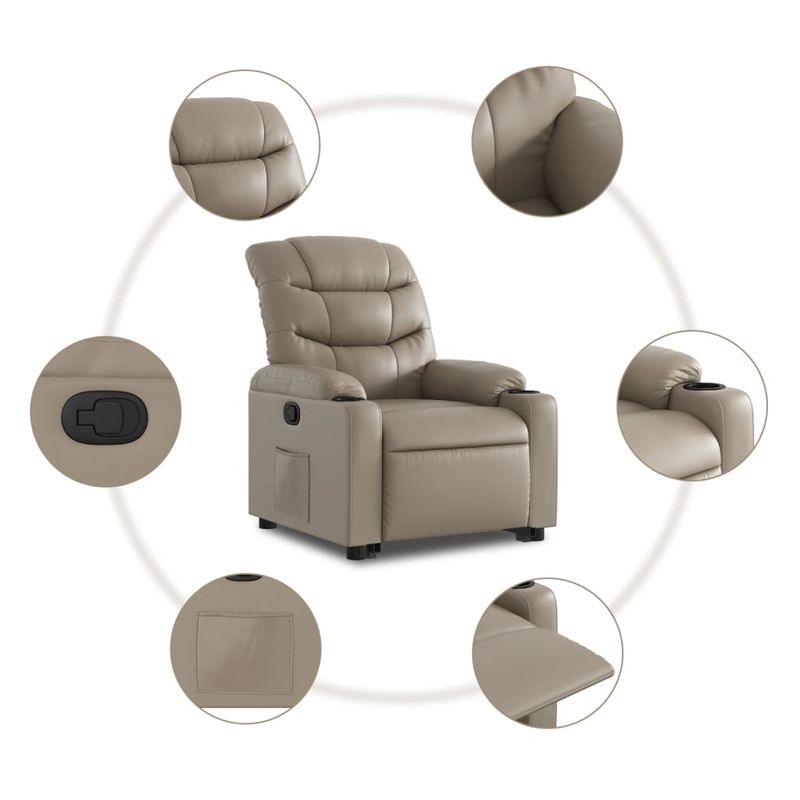 Casa si Gradina - Mobilier - Scaune si fotolii - Fotolii - Fotoliu rabatabil cu ridicare, cappuccino, piele ecologica - Infinity.ro