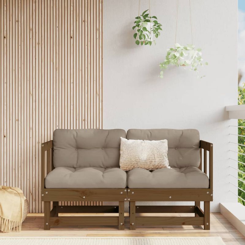 Casa si Gradina - Gradina si terasa - Mobilier exterior - Canapele si fotolii gradina - Canapele coltar gradina , 2 buc., maro miere, lemn masiv de pin - Infinity.ro