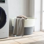 Market - Spalare si intretinere rufe - Uscatoare de rufe si accesorii - Cos de rufe, gri și alb, diametru 60x36 cm, bumbac - Infinity.ro