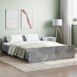 Casa si Gradina - Mobilier - Paturi si accesorii - Paturi - Cadru de pat cu tablie la cap/picioare, gri beton, 150x200 cm - Infinity.ro