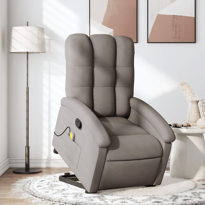 Ingrijire personala si Cosmetice - Sanatate si wellness - Articole wellness - Fotolii de masaj - Fotoliu rabatabil de masaj cu ridicare, gri taupe, textil - Infinity.ro