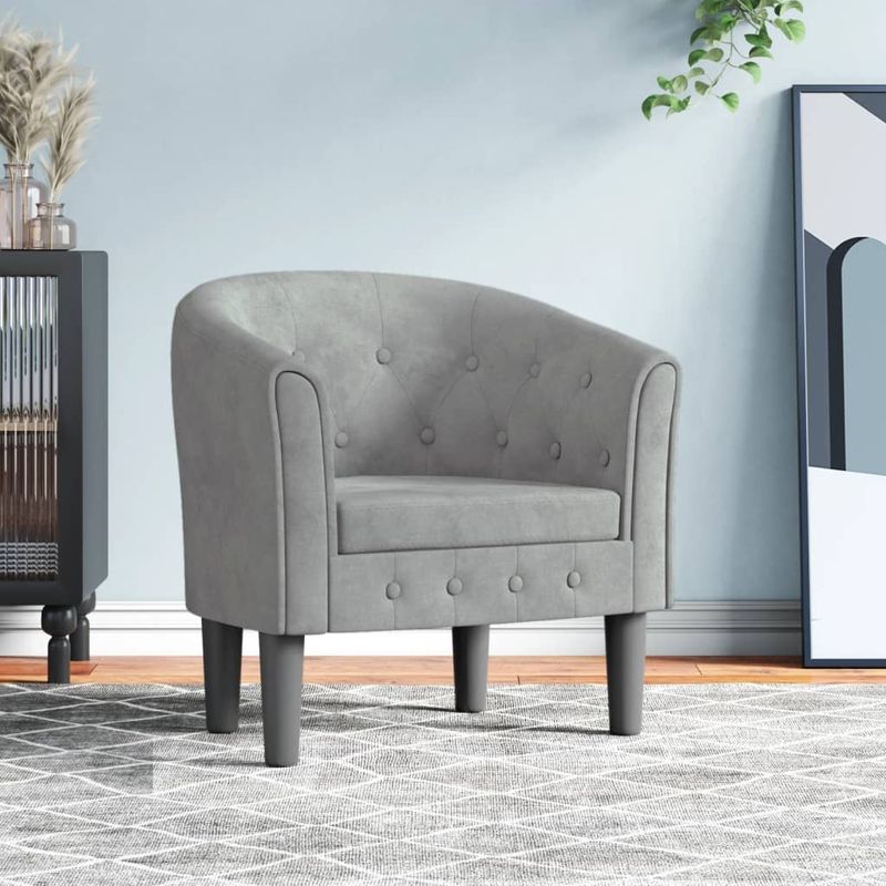 Casa si Gradina - Mobilier - Scaune si fotolii - Fotolii - Fotoliu tip cuva, gri deschis, catifea - Infinity.ro
