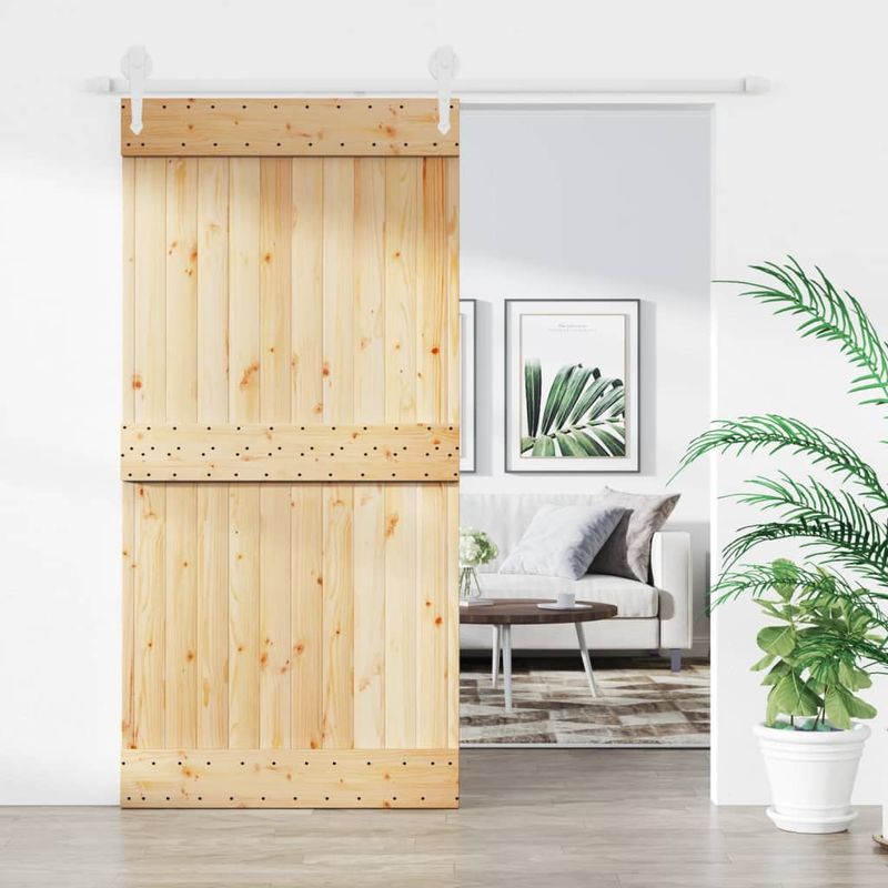 Casa si Gradina/Constructii/Usi interior, exterior si garaj/Usi interior - Usa glisanta cu set feronerie, 100x210 cm, lemn masiv de pin - Infinity.ro