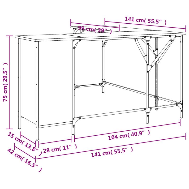 Casa si Gradina - Mobilier - Mese si birouri - Birouri - Birou, stejar maro, 141x141x75 cm, lemn prelucrat - Infinity.ro