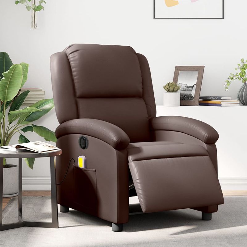 Ingrijire personala si Cosmetice - Sanatate si wellness - Articole wellness - Fotolii de masaj - Fotoliu electric de masaj rabatabil, maro, piele ecologica - Infinity.ro