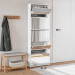 Casa si Gradina - Mobilier - Organizare si depozitare - Organizator incaltaminte - Pantofar cu oglinda 5 niveluri, alb extralucios, 63x17x169,5 cm - Infinity.ro