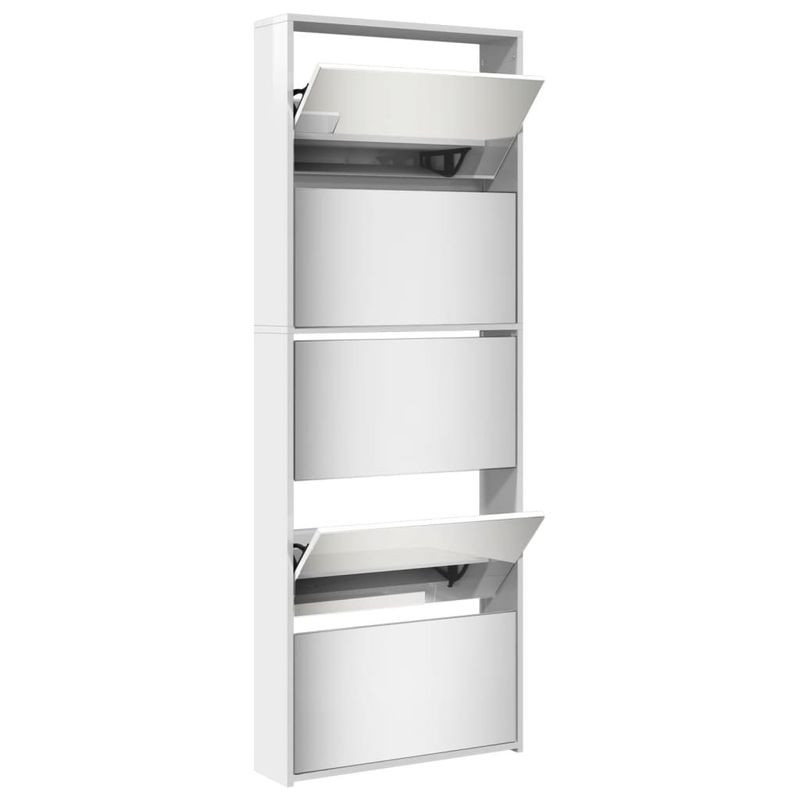 Casa si Gradina - Mobilier - Organizare si depozitare - Organizator incaltaminte - Pantofar cu oglinda 5 niveluri, alb extralucios, 63x17x169,5 cm - Infinity.ro