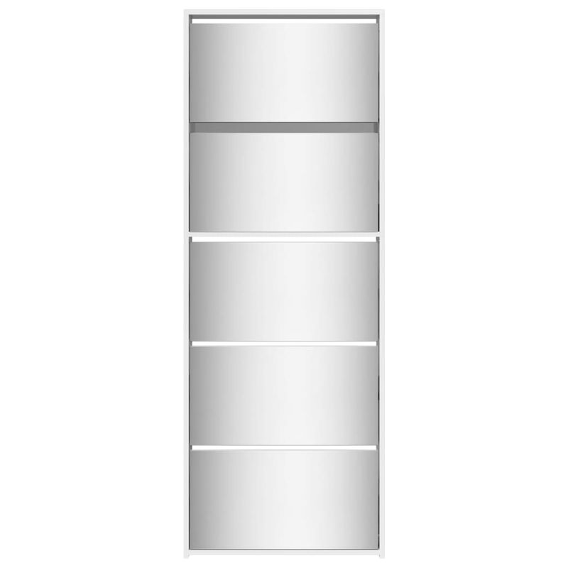 Casa si Gradina - Mobilier - Organizare si depozitare - Organizator incaltaminte - Pantofar cu oglinda 5 niveluri, alb extralucios, 63x17x169,5 cm - Infinity.ro