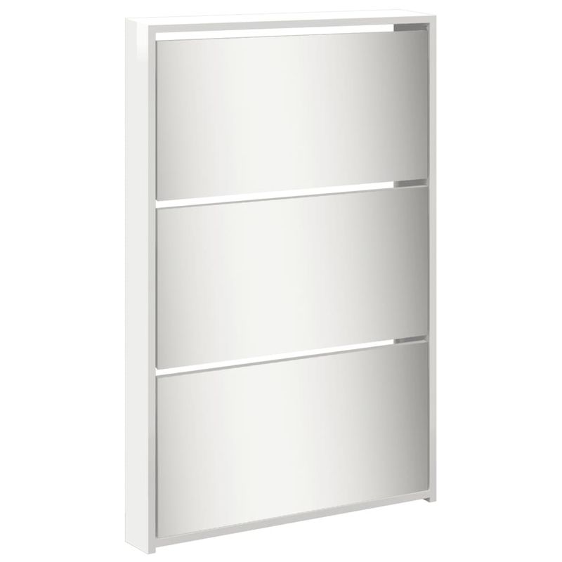 Casa si Gradina - Mobilier - Organizare si depozitare - Organizator incaltaminte - Pantofar cu oglinda 5 niveluri, alb extralucios, 63x17x169,5 cm - Infinity.ro
