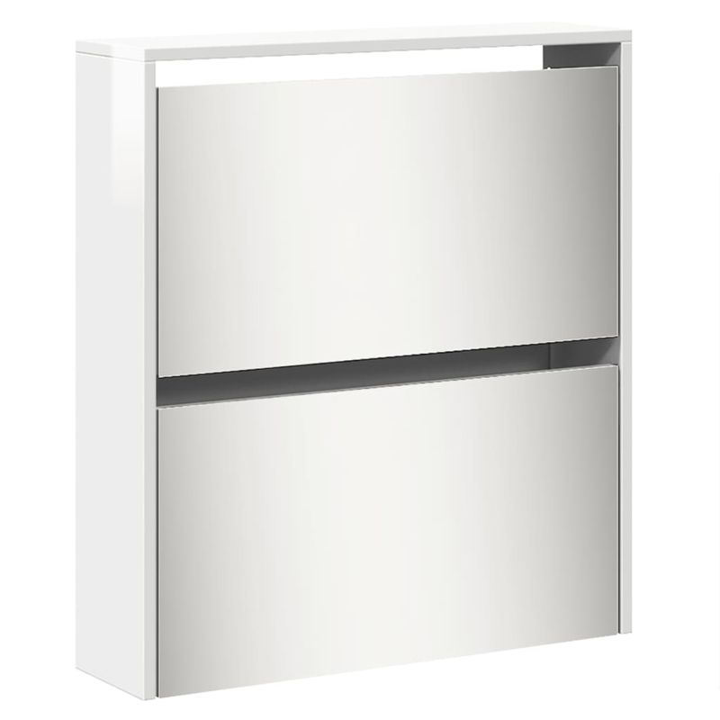 Casa si Gradina - Mobilier - Organizare si depozitare - Organizator incaltaminte - Pantofar cu oglinda 5 niveluri, alb extralucios, 63x17x169,5 cm - Infinity.ro