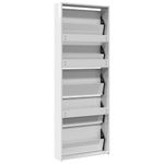 Casa si Gradina - Mobilier - Organizare si depozitare - Organizator incaltaminte - Pantofar cu oglinda 5 niveluri, alb extralucios, 63x17x169,5 cm - Infinity.ro
