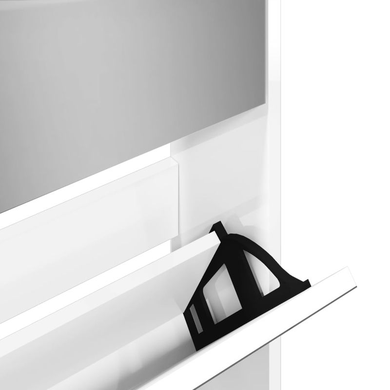 Casa si Gradina - Mobilier - Organizare si depozitare - Organizator incaltaminte - Pantofar cu oglinda 5 niveluri, alb extralucios, 63x17x169,5 cm - Infinity.ro