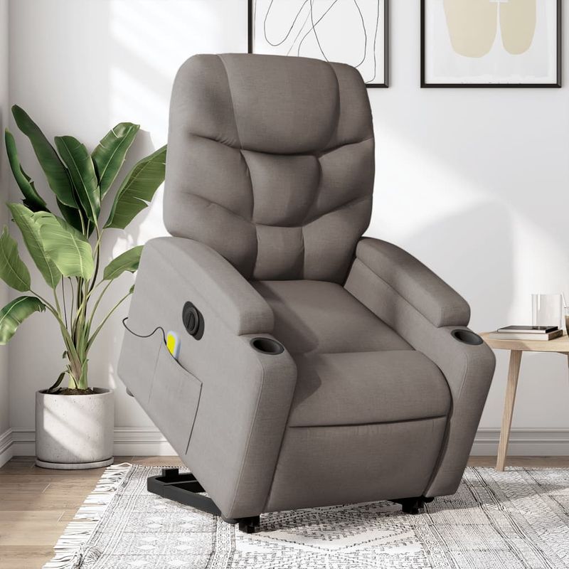Ingrijire personala si Cosmetice - Sanatate si wellness - Articole wellness - Fotolii de masaj - Fotoliu electric masaj rabatabil cu ridicare, gri taupe, textil - Infinity.ro