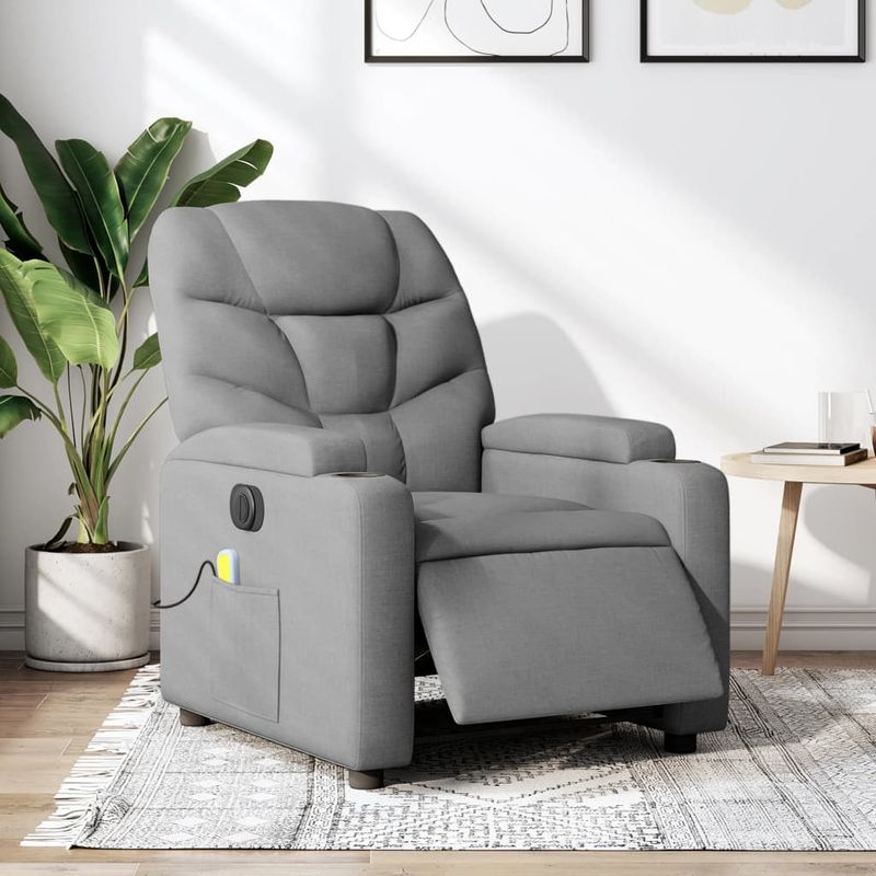 Ingrijire personala si Cosmetice - Sanatate si wellness - Articole wellness - Fotolii de masaj - Fotoliu electric de masaj rabatabil, gri deschis, microfibra - Infinity.ro