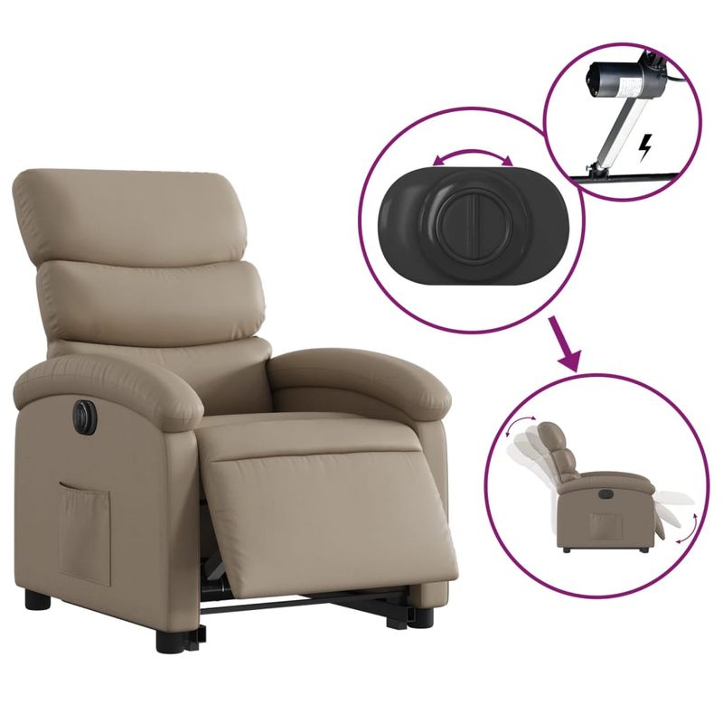 Casa si Gradina - Mobilier - Scaune si fotolii - Fotolii - Fotoliu rabatabil electric cu ridicare, cappuccino - Infinity.ro