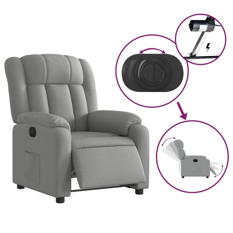 Casa si Gradina - Mobilier - Scaune si fotolii - Fotolii - Fotoliu rabatabil electric, gri deschis, textil - Infinity.ro