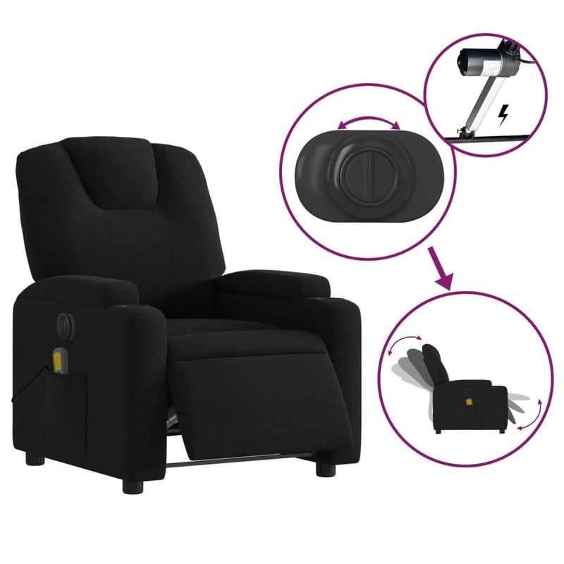 Ingrijire personala si Cosmetice - Sanatate si wellness - Articole wellness - Fotolii de masaj - Fotoliu electric de masaj rabatabil, negru, textil - Infinity.ro