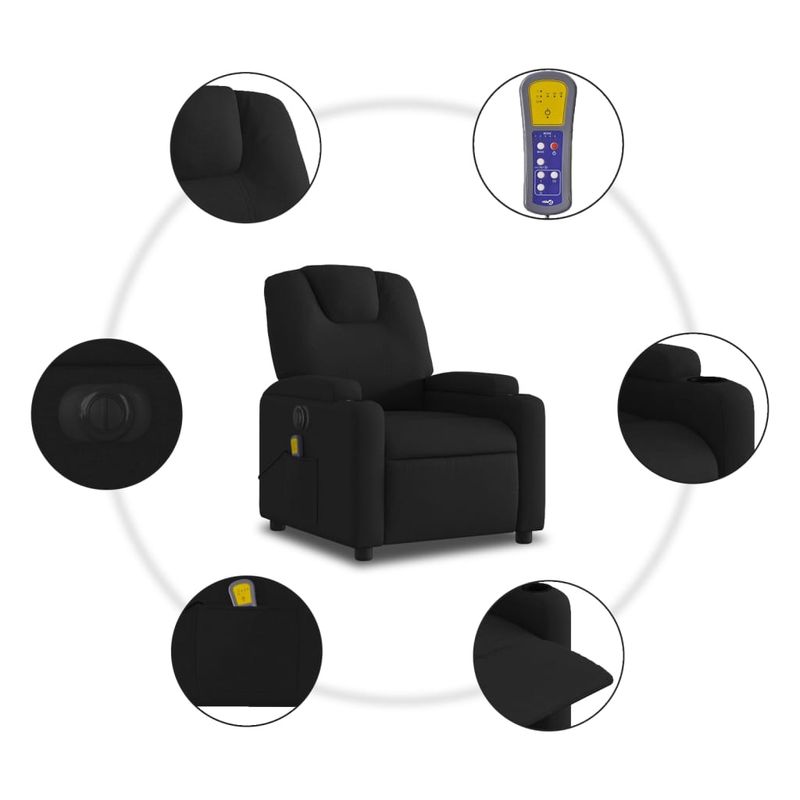 Ingrijire personala si Cosmetice - Sanatate si wellness - Articole wellness - Fotolii de masaj - Fotoliu electric de masaj rabatabil, negru, textil - Infinity.ro