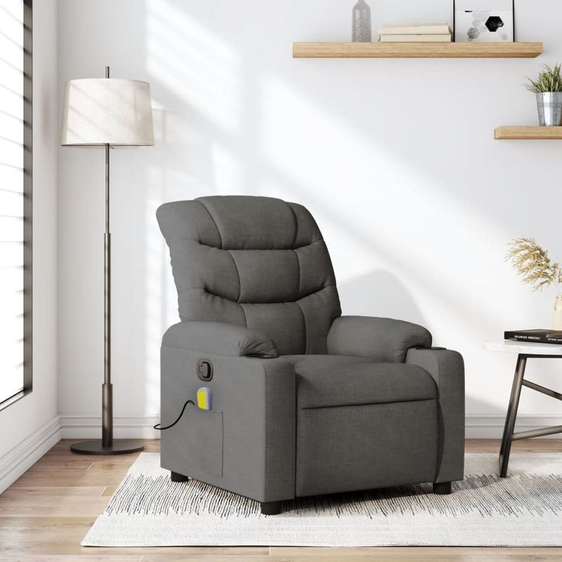 Ingrijire personala si Cosmetice - Sanatate si wellness - Articole wellness - Fotolii de masaj - Fotoliu de masaj rabatabil, gri inchis, material textil - Infinity.ro