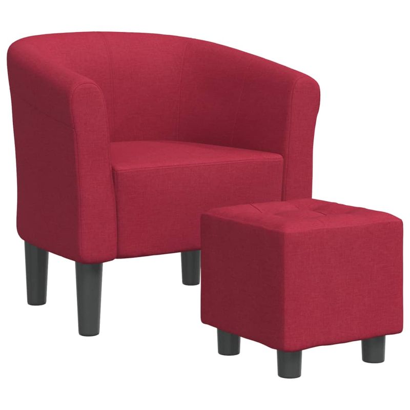 Casa si Gradina - Mobilier - Scaune si fotolii - Fotolii - Fotoliu tip cuva cu taburet, rosu vin, material textil - Infinity.ro