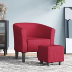Casa si Gradina - Mobilier - Scaune si fotolii - Fotolii - Fotoliu tip cuva cu taburet, rosu vin, material textil - Infinity.ro