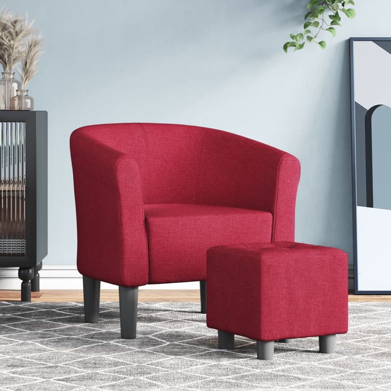 Casa si Gradina - Mobilier - Scaune si fotolii - Fotolii - Fotoliu tip cuva cu taburet, rosu vin, material textil - Infinity.ro