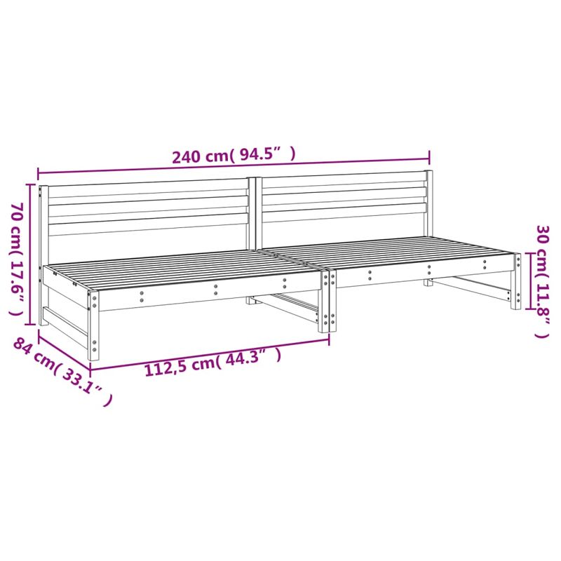 Casa si Gradina - Gradina si terasa - Mobilier exterior - Canapele si fotolii gradina - Canapele de mijloc gradina 2 buc. 120x80cm lemn pin impregnat - Infinity.ro