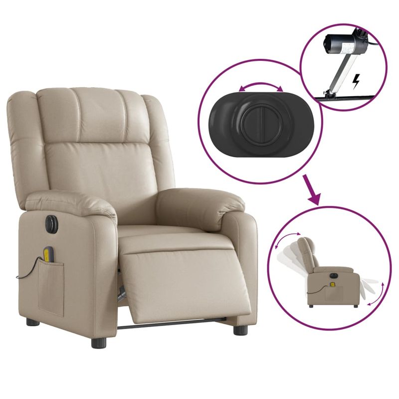 Ingrijire personala si Cosmetice - Sanatate si wellness - Articole wellness - Fotolii de masaj - Fotoliu electric masaj rabatabil, cappuccino, piele ecologica - Infinity.ro