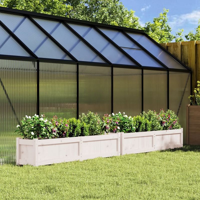 Casa si Gradina - Gradinarit si plante - Plante si ghivece - Ghivece si suporturi - Jardiniere de gradina, 2 buc., alb, lemn masiv de pin - Infinity.ro