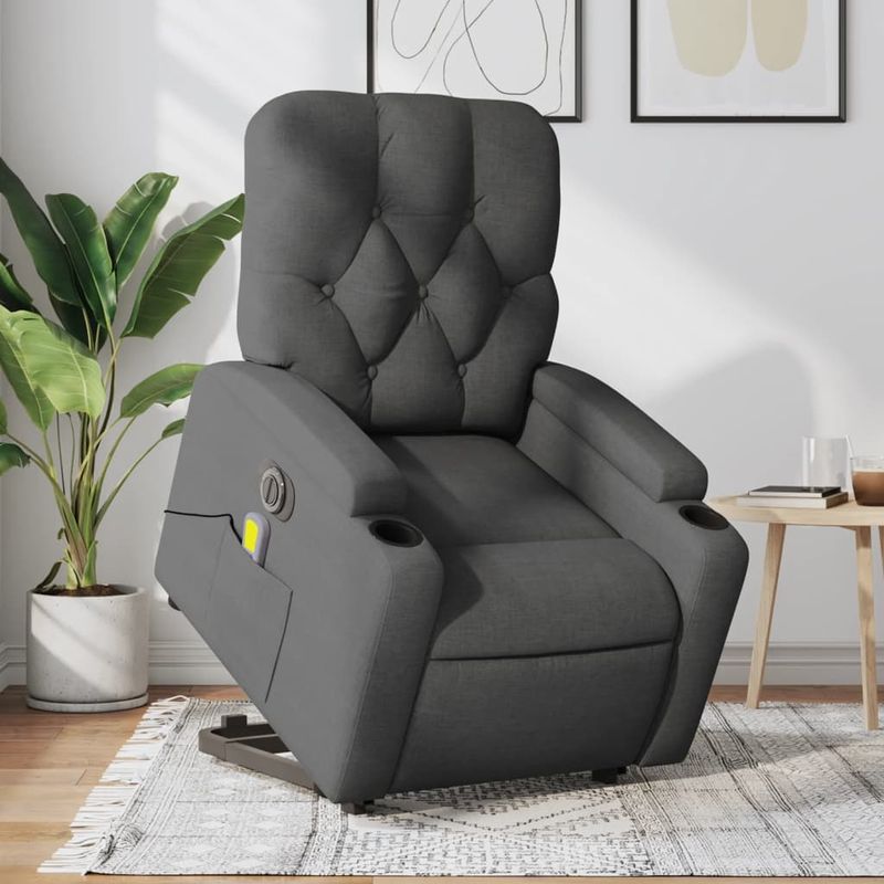 Ingrijire personala si Cosmetice - Sanatate si wellness - Articole wellness - Fotolii de masaj - Fotoliu electric masaj rabatabil cu ridicare, gri inchis textil - Infinity.ro