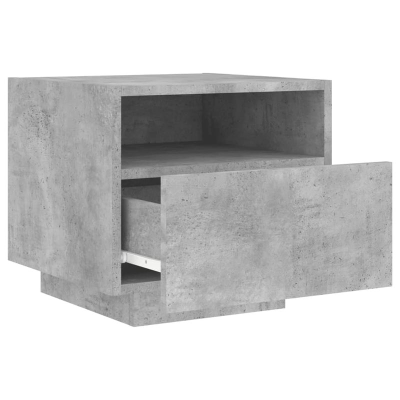 Casa si Gradina - Mobilier - Comode si corpuri - Noptiere - Noptiera cu lumini LED, gri beton, 40x39x37 cm - Infinity.ro