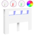 Casa si Gradina - Mobilier - Paturi si accesorii - Accesorii paturi - Tablie de pat cu LED, alb, 140x18,5x103,5 cm, lemn - Infinity.ro