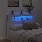 Casa si Gradina - Mobilier - Paturi si accesorii - Accesorii paturi - Tablie de pat cu LED, alb, 140x18,5x103,5 cm, lemn - Infinity.ro