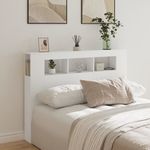 Casa si Gradina - Mobilier - Paturi si accesorii - Accesorii paturi - Tablie de pat cu LED, alb, 140x18,5x103,5 cm, lemn - Infinity.ro