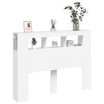 Casa si Gradina - Mobilier - Paturi si accesorii - Accesorii paturi - Tablie de pat cu LED, alb, 140x18,5x103,5 cm, lemn - Infinity.ro