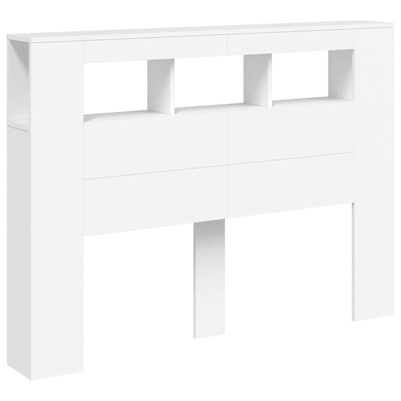 Casa si Gradina - Mobilier - Paturi si accesorii - Accesorii paturi - Tablie de pat cu LED, alb, 140x18,5x103,5 cm, lemn - Infinity.ro