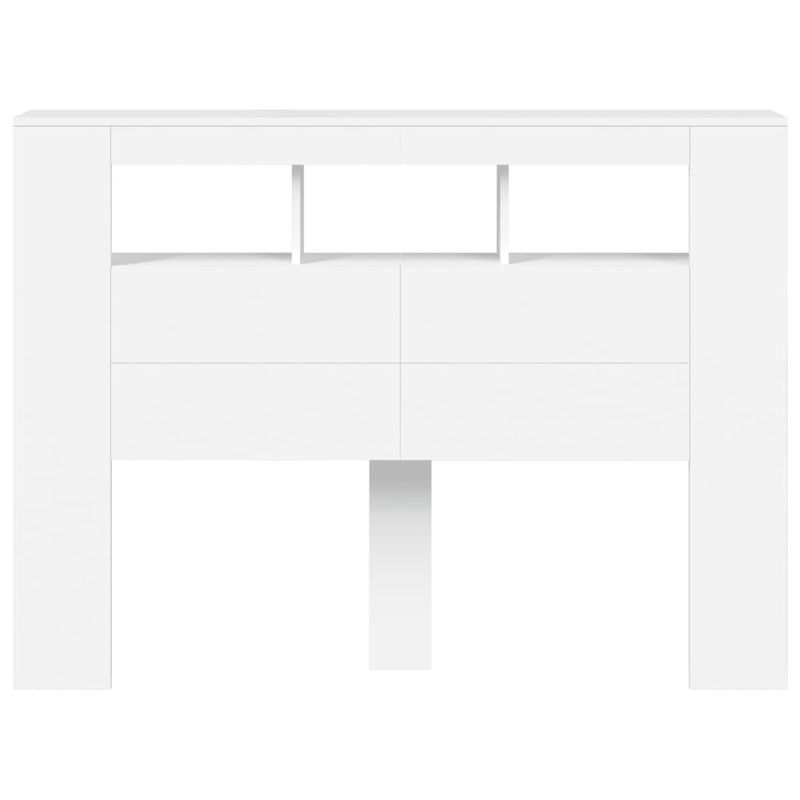 Casa si Gradina - Mobilier - Paturi si accesorii - Accesorii paturi - Tablie de pat cu LED, alb, 140x18,5x103,5 cm, lemn - Infinity.ro